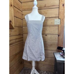 Forever 21 Navy White Pinstripe Square Neck Mini Dress Size Large Skirtall Y2K